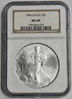 1996 American Silver Eagle 1 oz .999 Fine Silver Coin NGC MS 69