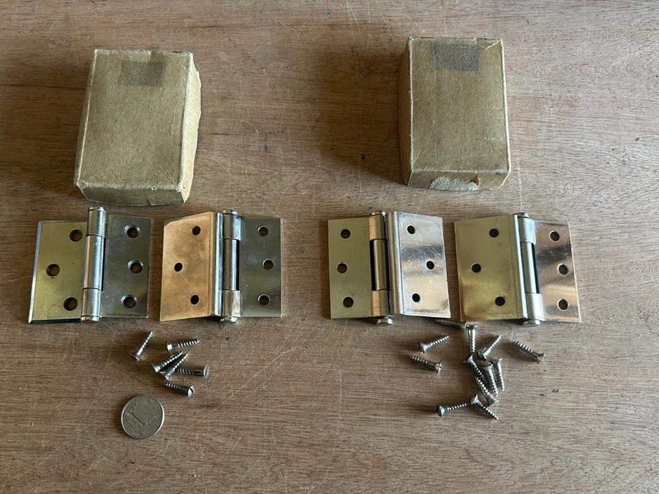 Bisagra Botón Punta 2-1/2" National 452 EE. UU. Acabado Níquel Orna Butts Lote 2 Pares Foto 2 de 4