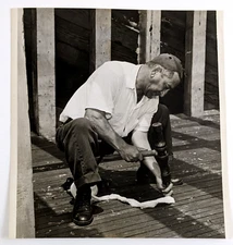 1957 Fort Lauderdale Florida Shipbuilder Boat Yard Ship Workman Vintage Photo