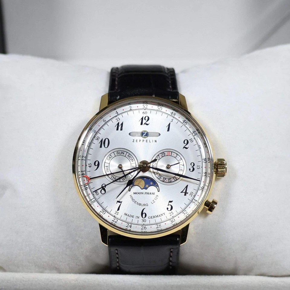 Zeppelin Hindenburg Gold Tone Silver Dial Men's Watch 7038-1 LZ129 - Image 2 of 4