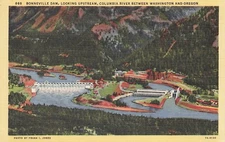 Bonneville Dam looking up stream Columbia River Washington Oregon Cascade Locks