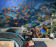 3D Red Fish G1448 Wallpaper Mural Self-adhesive Removable Sticker Joy