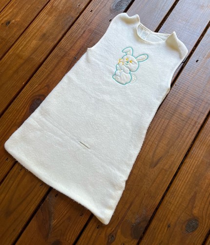 Vintage 80's English little girls baby toddler 0-6 months fuzzy bunny baby sack - Picture 4 of 13
