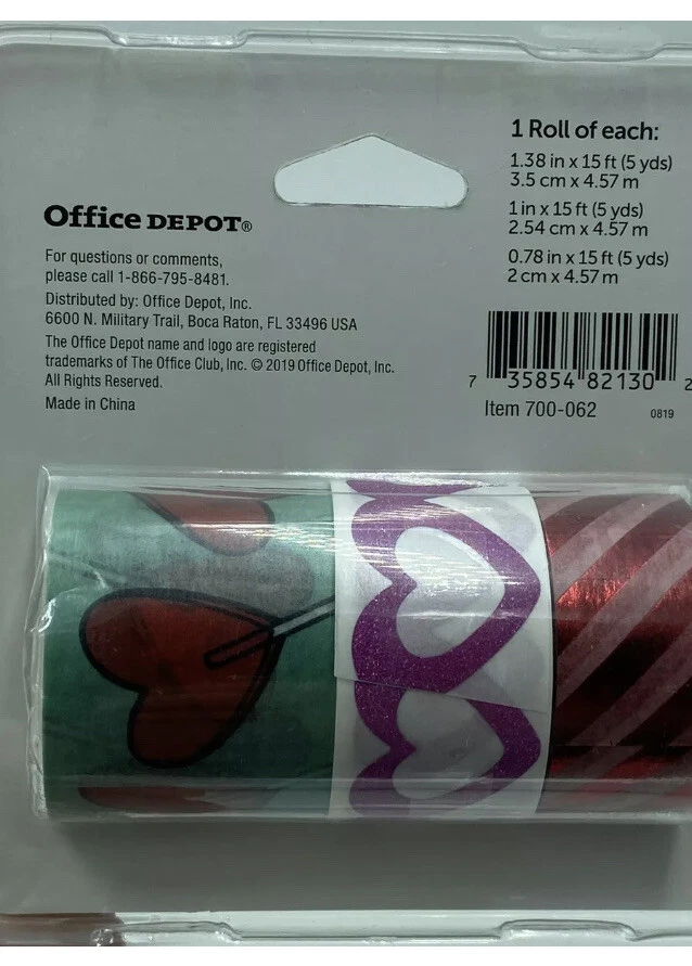 3 rollos de cinta Washi roja/rosa tubo planificador suministro amor boda día de San Valentín Foto 3 de 4