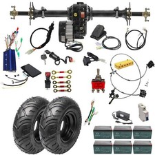 34" Differential Rear Axle Kit 72V 1500W Motor 6" Wheels Trike Go kart ATV Quad