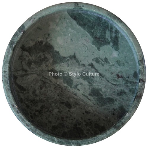 Round Unjoined Large Marble Tray Utility Green Scented Candle Tray for Bedroom - Picture 3 of 3