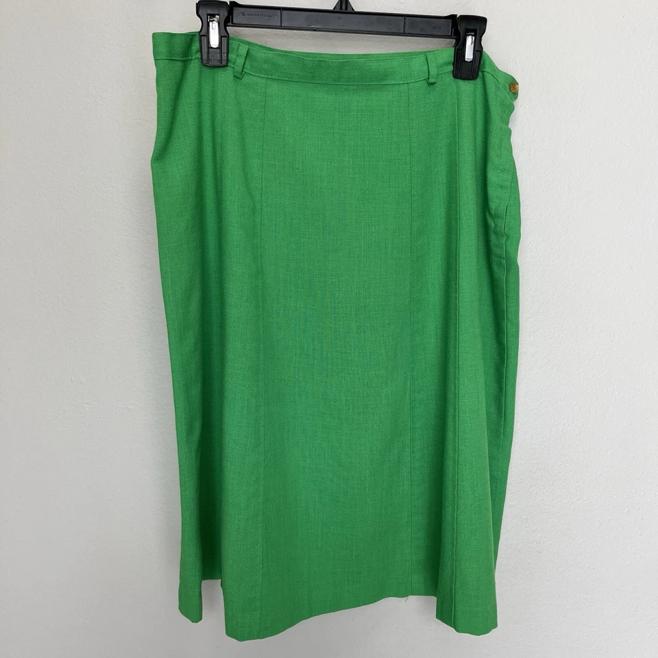 RARO 50-60s Jr Plenty Shop Lane Bryant | Falda midi acampanada verde Kelly talla grande Foto 2 de 4