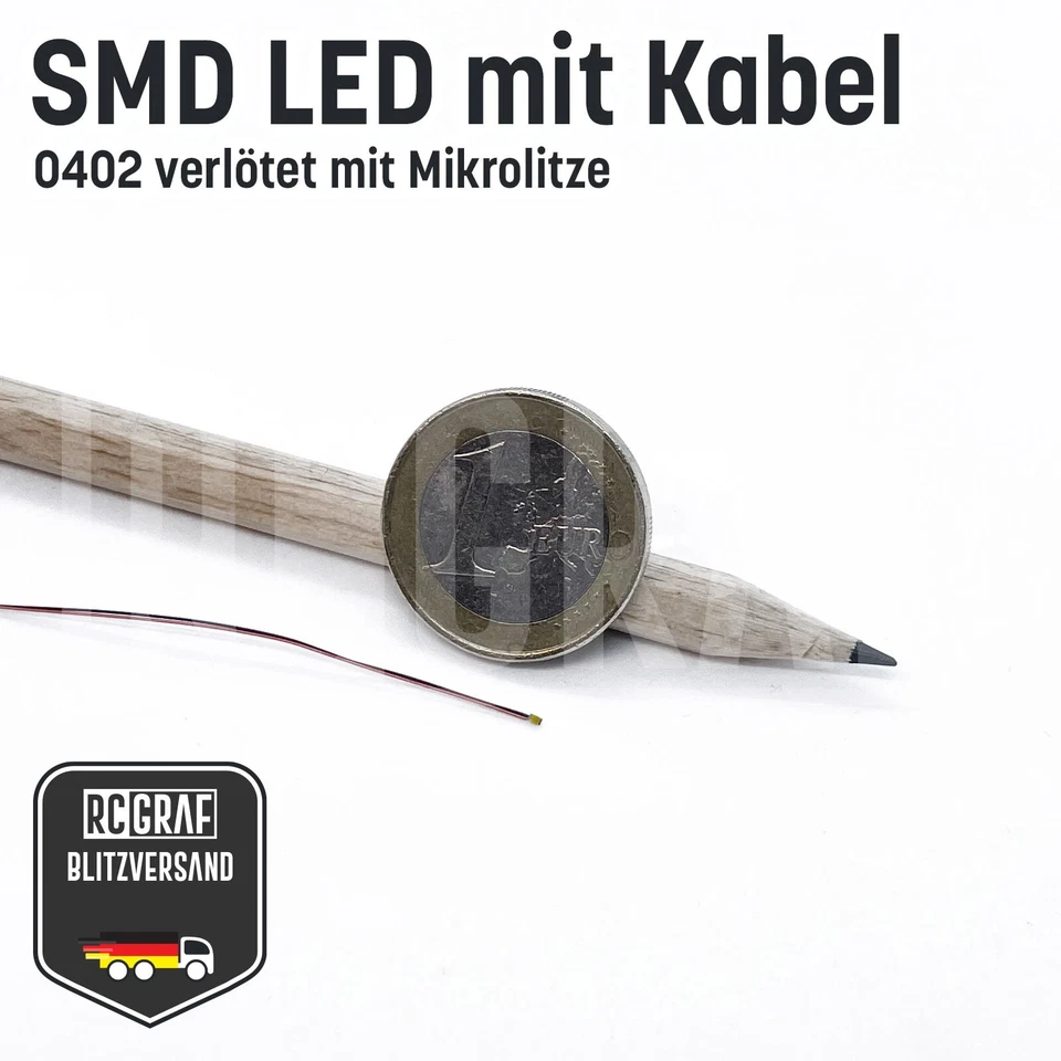 5-100St SMD LED 0402 0603 0805 1206 30cm Mikrolitze verlötet Modell Miniatur - Bild 4 von 4