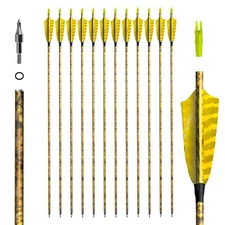 Handmade 12Pc Hunting 31" Camouflage Carbon Arrow Real Turkey Feather Spine 300