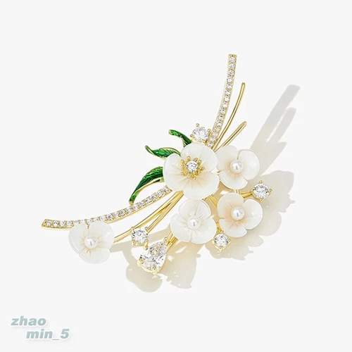 Vintage Blume Perle Brosche Anstecknadel Kristall Strass Schmuck Hochzeit Party Geschenke - Bild 6 von 7