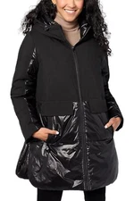 LOGO by Lori Goldstein Water Resistant Jacket With Hood Black