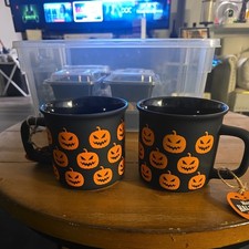 Lot 2 GHOST/PUMPKINS HALLOWEEN MUG 18OZ ORANGE BLACK BRAND NEW