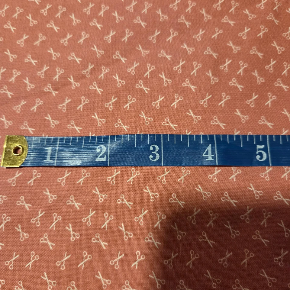 Joan Kessler for Concord Tiny Scissors Mini Print on Coral Cotton 3.75 Yards - Image 3 of 4