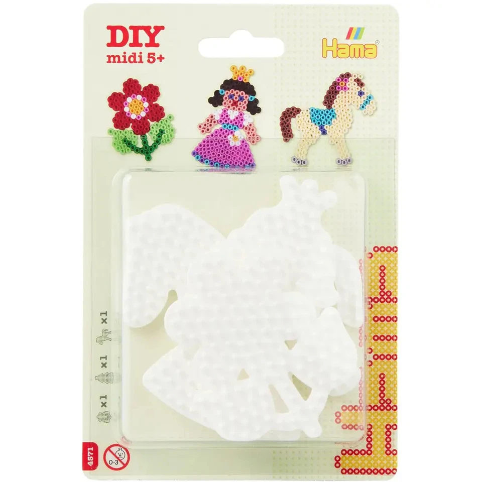 Hama® Bügelperlen Blister 3 Stiftplatten Prinzessin/Blume/Pony.