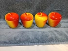 Lot Of 4 Vintage 50’s Hazel Atlas Milk Glass Apple Jars With Lids Red And Yellow