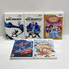 Epic Mickey Cars 2 Toy Story Mania 5 Nintendo Wii Game Lot Disney 2000s