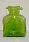 Blenko Double Spout Water Bottle GREEN MCM Glass Vase 8.25” Carafe