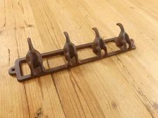 4 Cast Iron Dog Butt Tail Hooks Pet Leash Coat Hat Hook Rack *HOLE IN CASTING