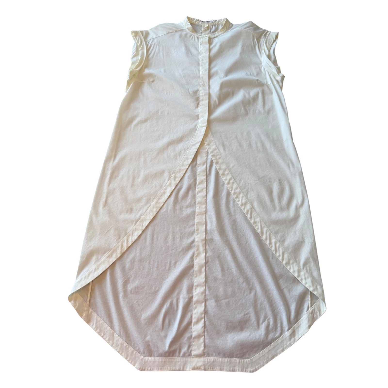Brunello Cucinelli White Cotton Sleeveless High-Low Tunic Shirt Size L Italy
