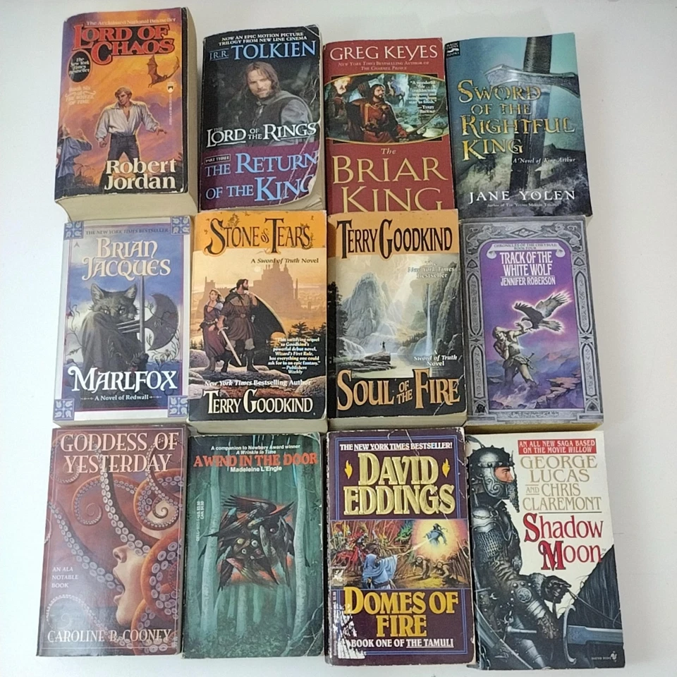 Fantasy Paperback Book Lot of 12 Jordan Tolkien Goodkind Eddings Lucas Claremont - Image 2 of 4