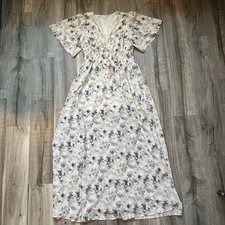 NWT Baltic Born Size XXL  Dusty Pink/Gray/Ivory Floral Maxi Dress Boho Cottage