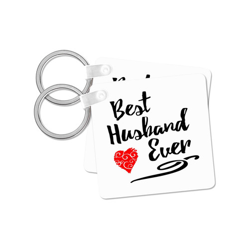 3dRose, Best Husband Ever Design with Swirly Heart, Key Chain
