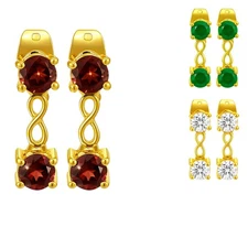 18K Gold Over Brass Infinity Colorful Gemstone Earrings, Classic Dangle TGE1048