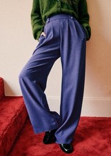 Sezane Loulou Trousers Purple High Rise Wide Legs Size 38/Us 6 Medium