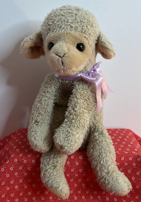 Vintage 1997 Ty Beanie Baby Buddy Sheep Lamb 10'' Plush Stuffed Animal Purple Bow