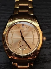 ESQ MOVADO Rose Gold Face/Gold Band Ladies Swiss Quartz Watch 47.3.34.5652