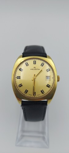 HELVETIA Date Gold Thunder Swiss Made Mechanical Vintage Watch Good Condition - Picture 12 of 17