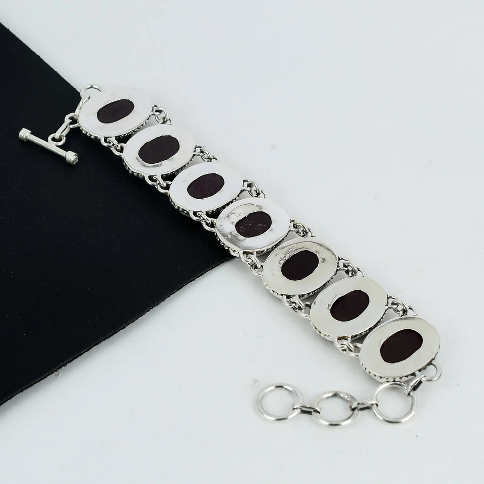 Elegant Ruby Gemstone Bracelet 925 Sterling Silver Party Wear Jewelry For Gifts - Image 4 of 4