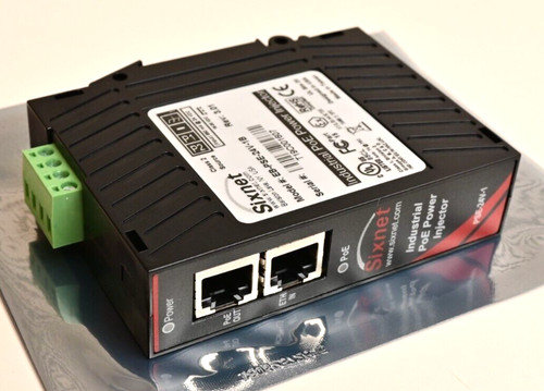 Sixnet Industrial PoE 24V Input Power Injector 802.3af 48V@15.4W EB-PSE-24V-1B