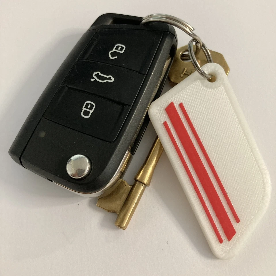 LLAVERO VESPA PRIMAVERA ET3 CUADRO PEQUEÑO SCOOTER LLAVERO RAYAS BLANCAS/ROJAS Foto 2 de 3