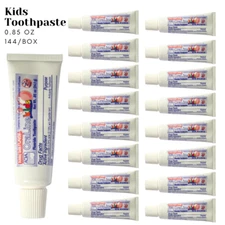 144-Tubes Kids Bulk Fluoride Toothpaste Travel Size, Bubble Gum Flavor 0.85 oz