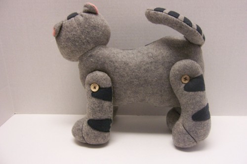 Gray & Black Felt Cat Door Stop w/ 4 Holiday Outfits Christmas Halloween Easter - Picture 2 of 10