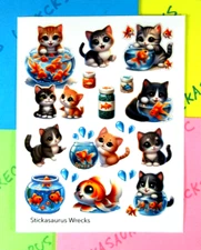 Cats & Goldfish Sticker Sheet