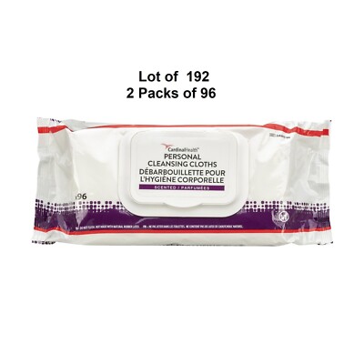 Cardinal Personal Cleansing Wipe cloths Unscented Adult Wipes 9 x 13, 192 Wipes