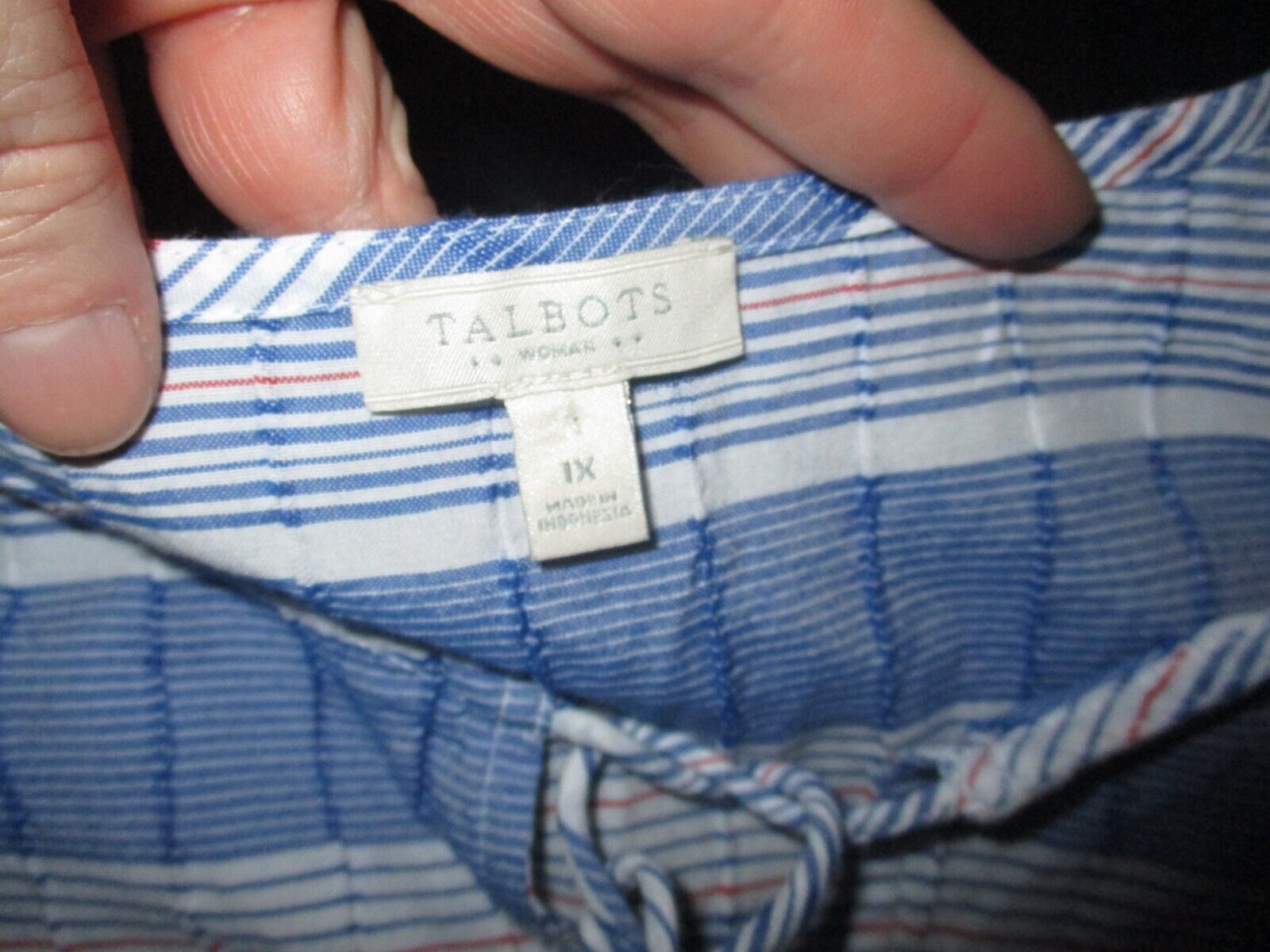 Ladies Talbots Blue Red White Textured Striped Ti… - image 4