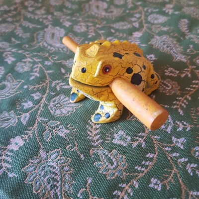 Guiro Rasp Wooden Frog with Scraper from Thailand Wooden Frog Musical ...