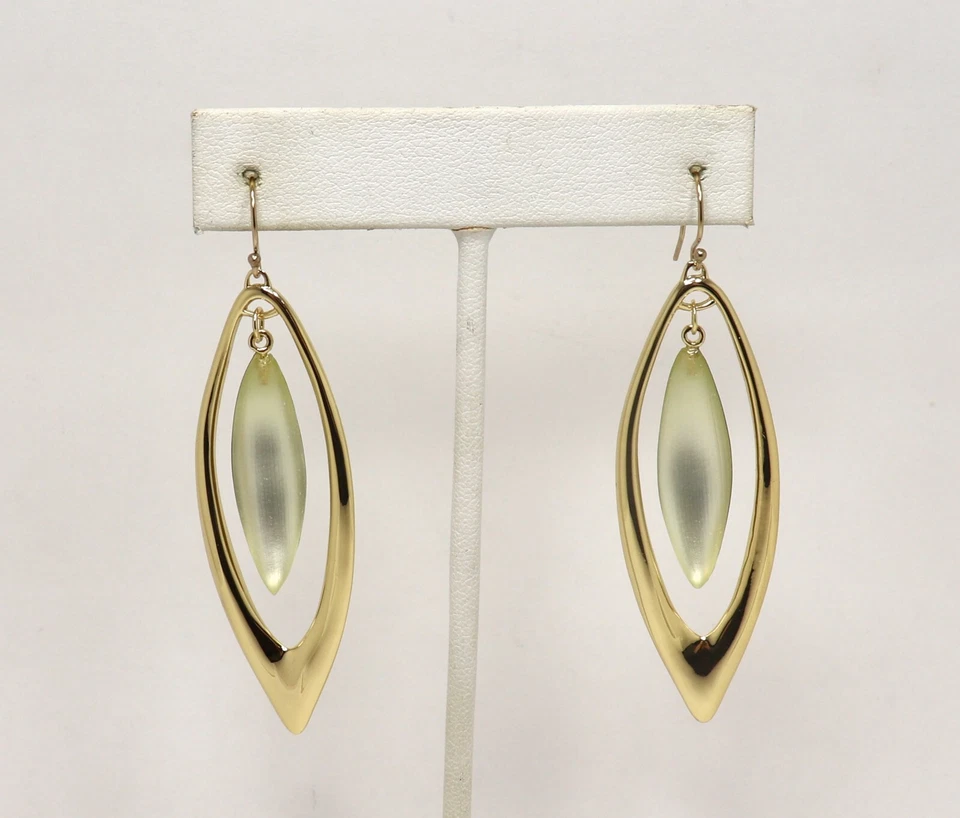 ALEXIS BITTAR GOLD FRAMED YELLOW LUCITE DROP EARRINGS - Image 4 of 4