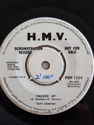 Fats Domino,DEMO,Mary,Oh Mary/Packin Up,EX+,H.M.V,Mod,Northern soul - Picture 3 of 4