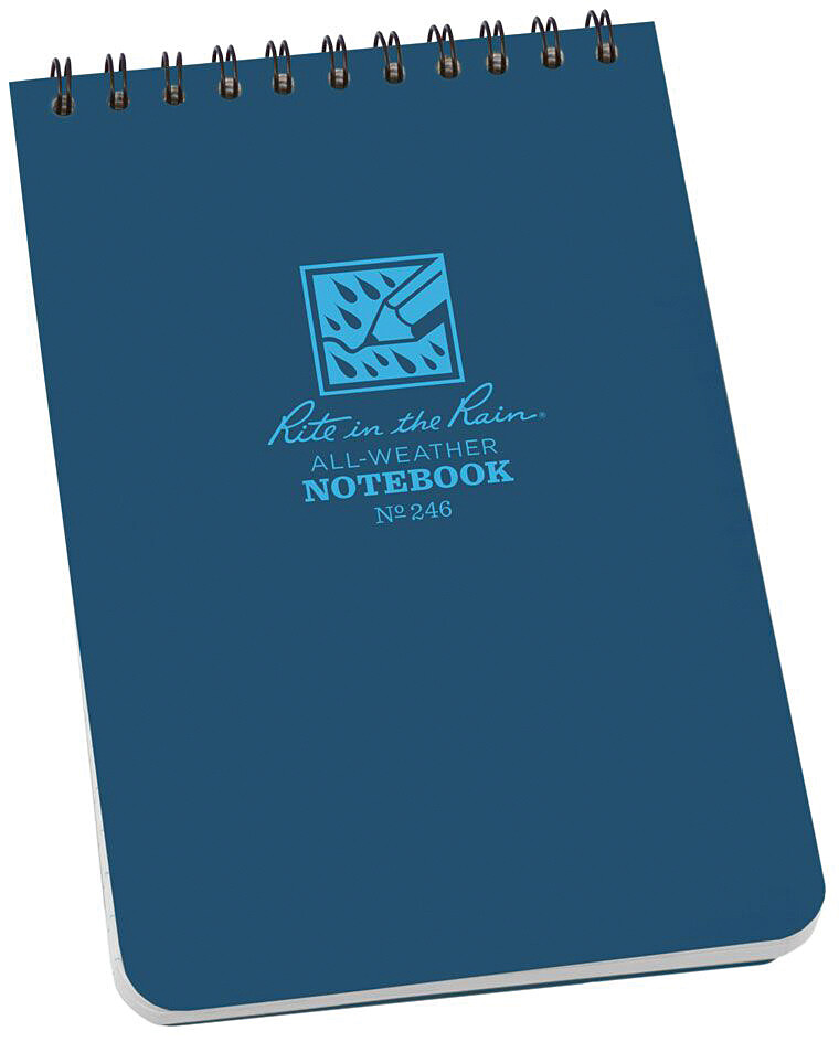Rite In The Rain Top Spiral Journal - Синий водонепроницаемый блокнот размером 4 x 6 дюймов