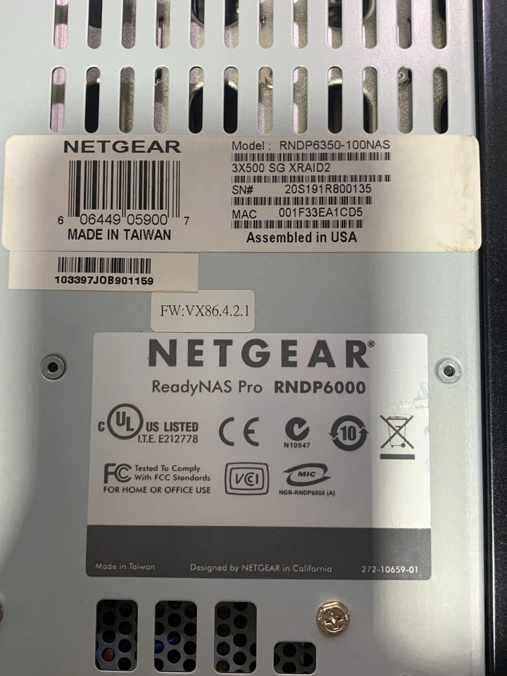 LOTE DE 2: NETGEAR ReadyNAS PRO ALMACENAMIENTO EN RED AVANZADO RNDP6000 - SIN DISCO DURO LEER Foto 3 de 4