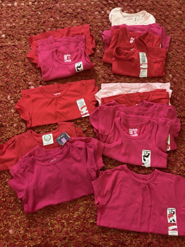 NWT NWOT Lot Of 17 Hot Pink Red Short Sleeve Sleeveless Tees T-shirts Blanks