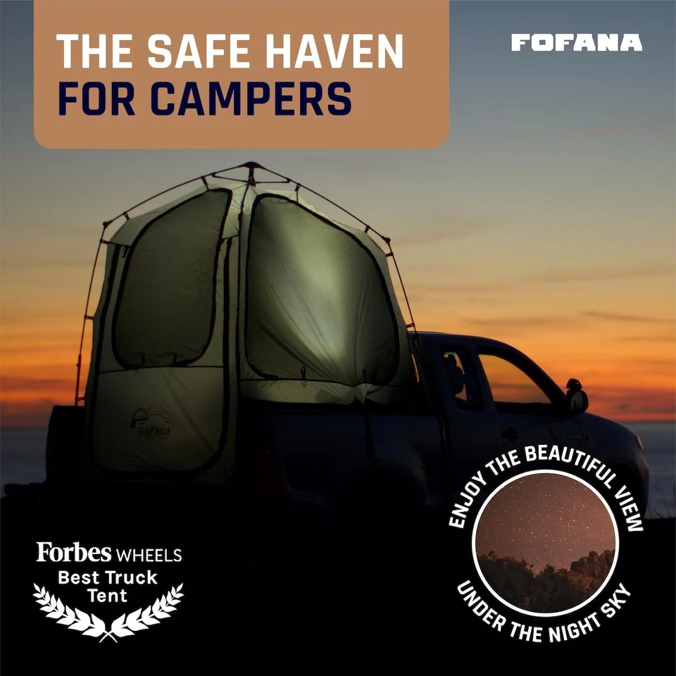 Fofana Truck Bed Tent Pop-Up - Mid-Size, Gray - Quick Setup 2-Person - Image 4 of 4