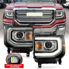 For 2016-2018 GMC Sierra 1500 HID LED DRL Projector Headlights Headlamps RH+LH
