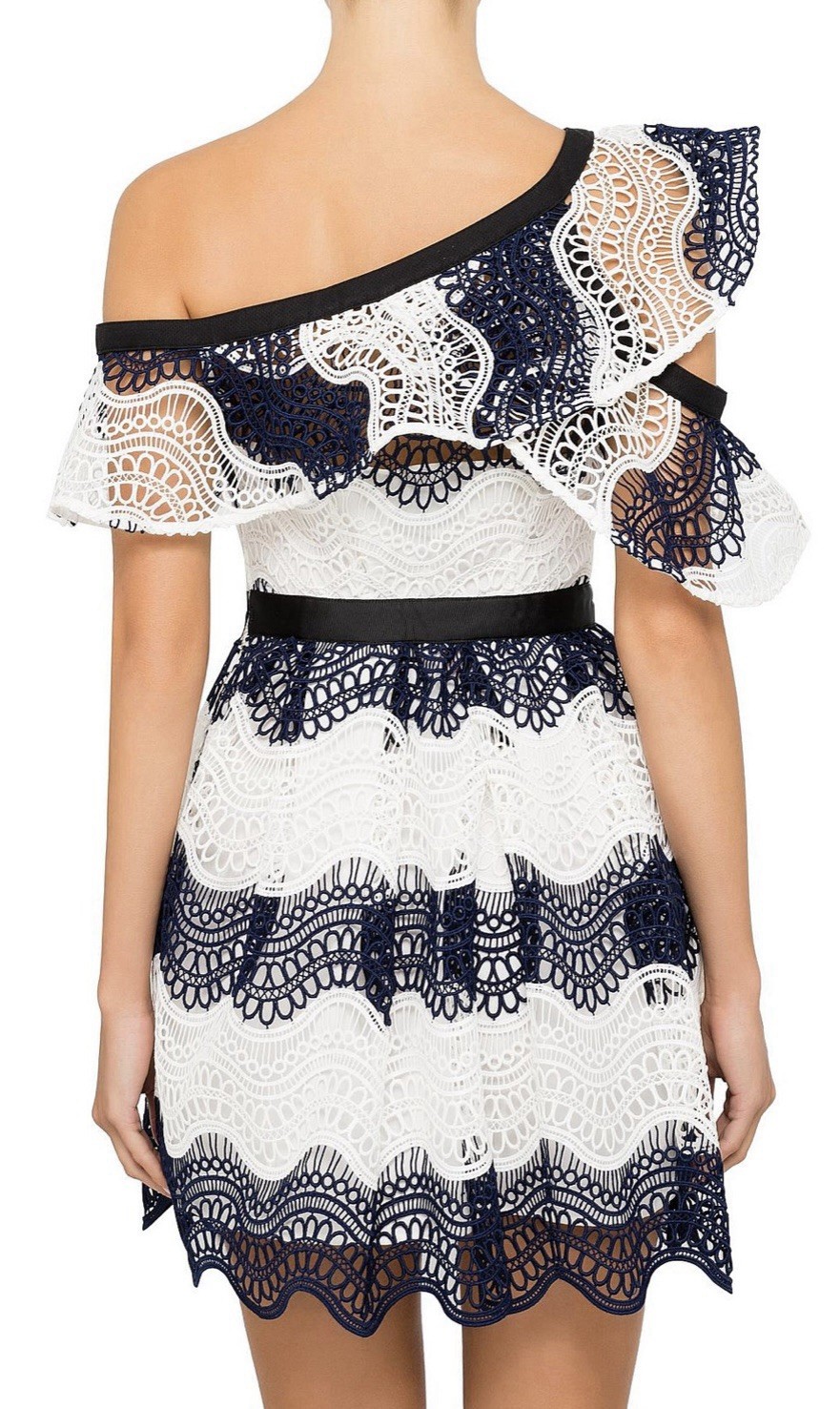 Self  Portrait Navy White Lace Mini Dress AU 8/US 4 | RRP $569| Event Ready NWT image 9