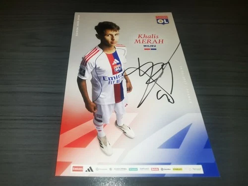 Khalis Merah hand Signed Olympique Lyon Club autograph card 2025/2026