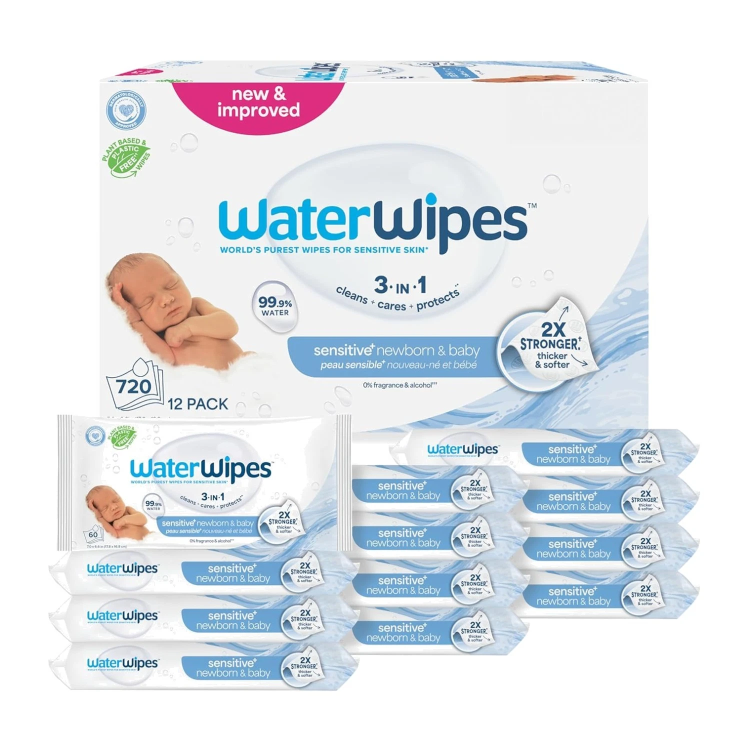Sensitive+ 720 Ct Baby Wipes, Unscented, 12 Packs
Opens in a new window or tab